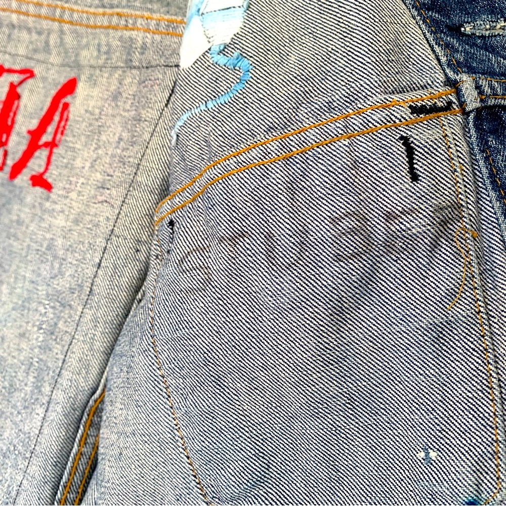 Levi’s Vintage Denim Jacket w/ Black Flag Patch & Sweet Embroidery. Super Rad ⚡️ - Picture 10 of 12